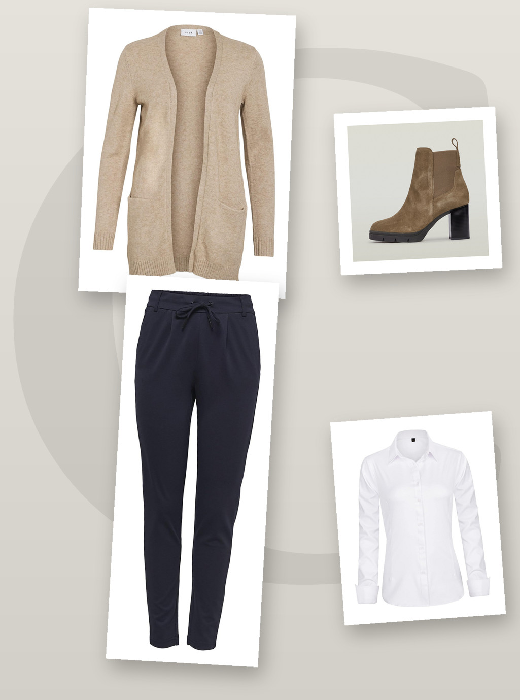 Cassuna Look: Beige, Denim, Braun