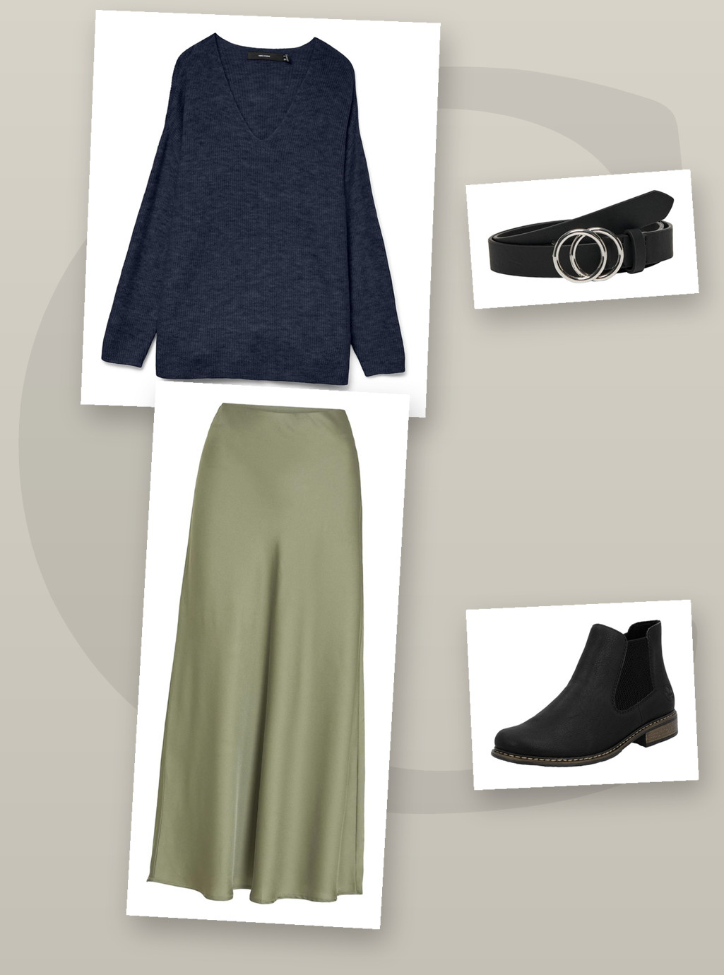 Herbst-Look Damen 2026 – Midirock, Strickpullover & Chelsea-Boot kombinieren