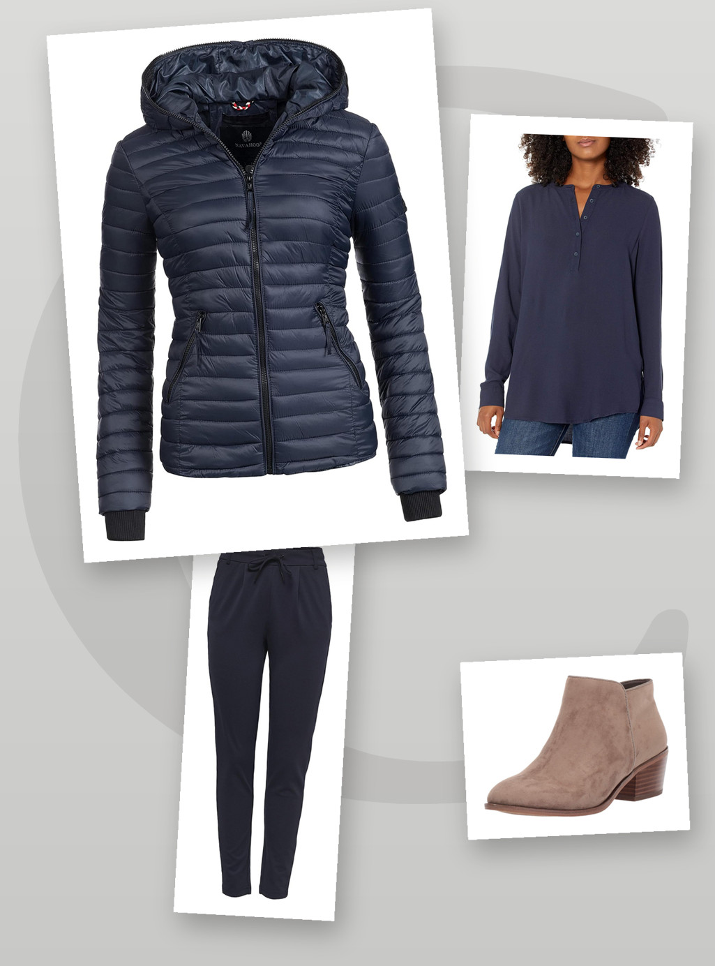 Herbst-Look Damen 2026 – Steppjacke, Blusentunika & Schlupfhose kombinieren