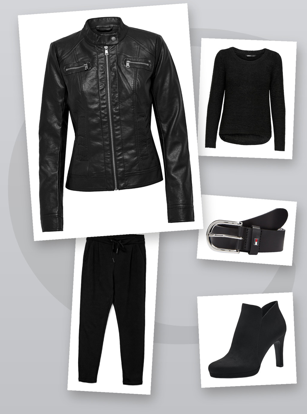 Herbst-Look Damen 2026 – Bikerjacke, Strickpullover & Jogger-Hose kombinieren