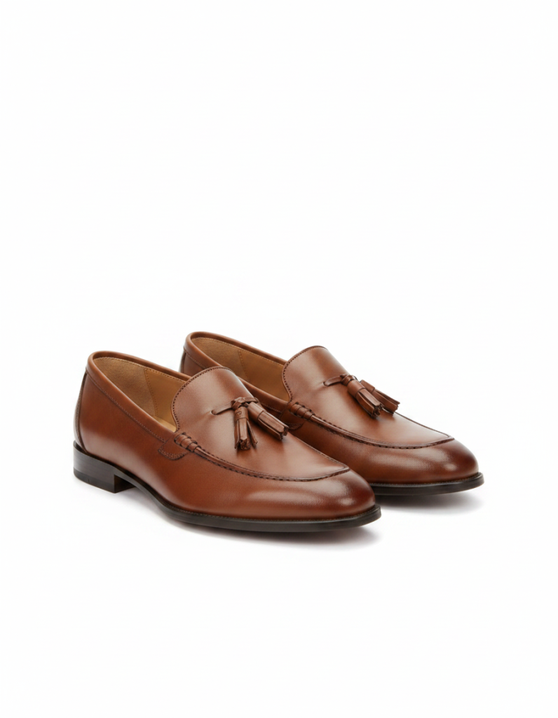 Loafer: Braunes Leder, schlichte Form, ohne Beschlag.