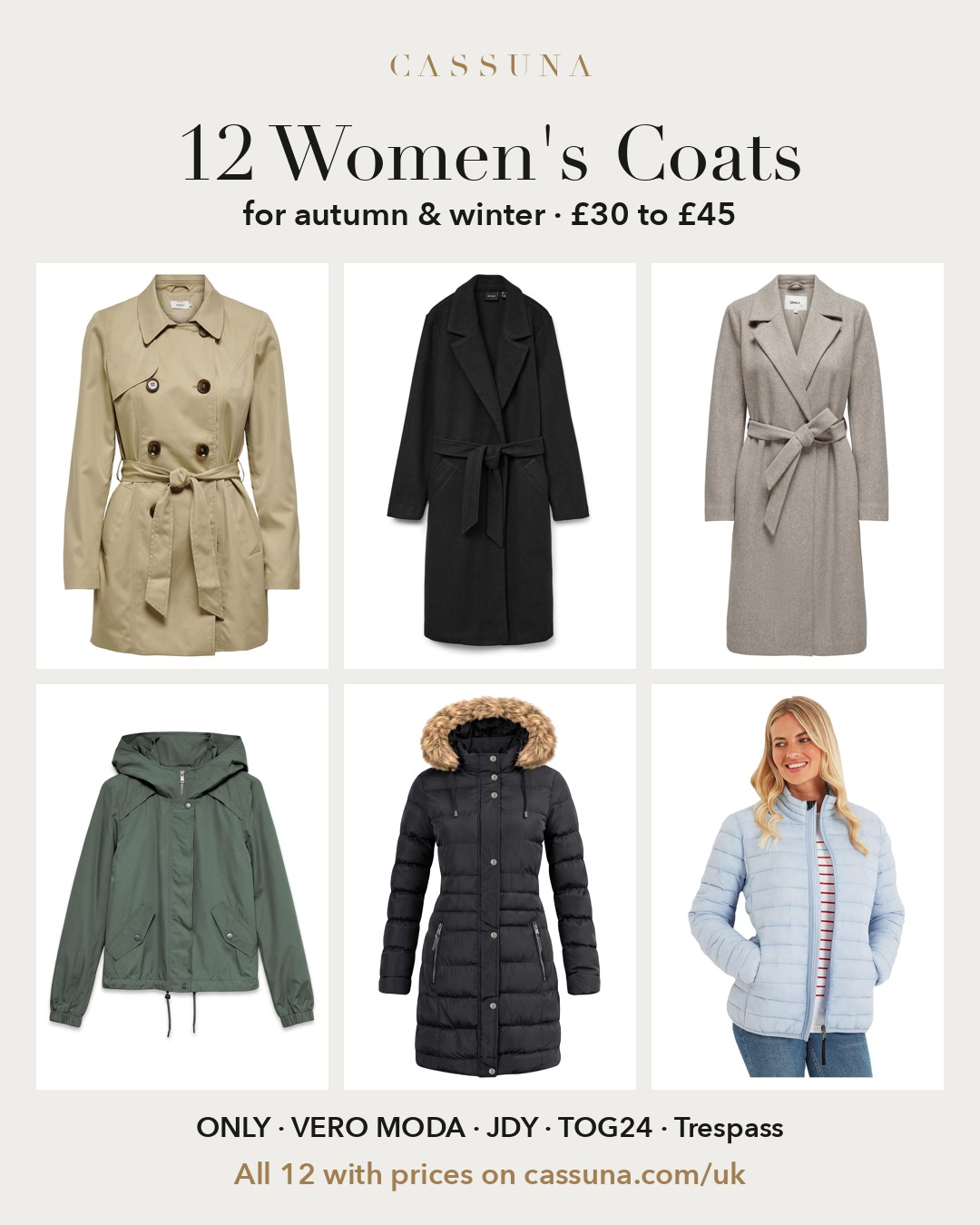 12 women’s coats for autumn & winter – £30 to £45 at Amazon