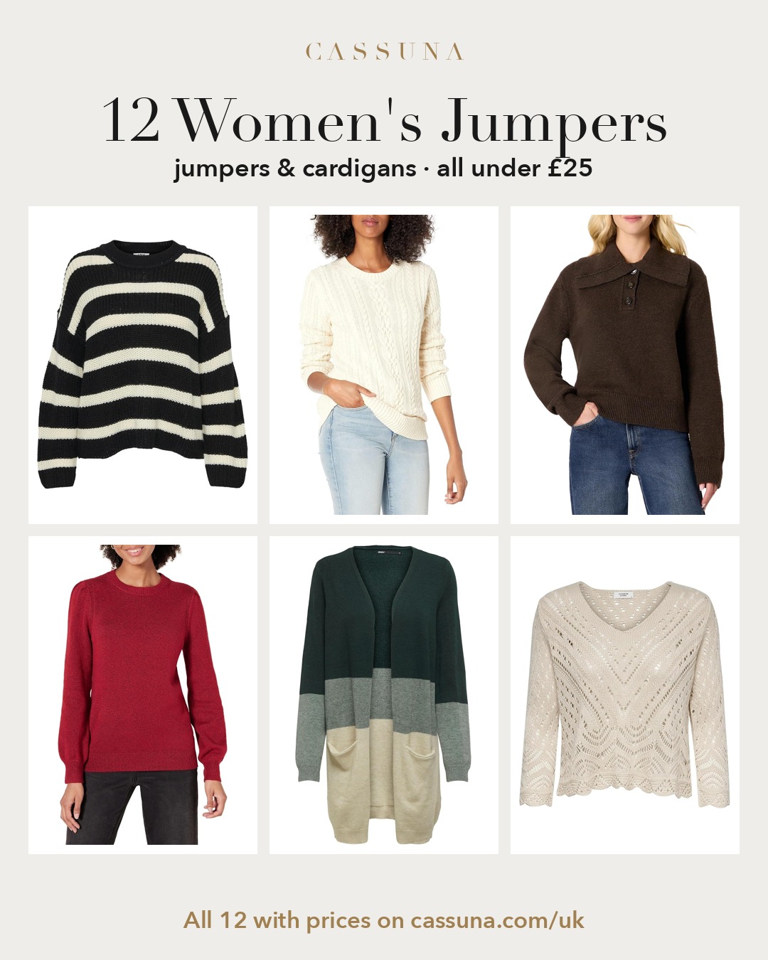 12 women’s jumpers & cardigans under £25 – autumn knits at Amazon
